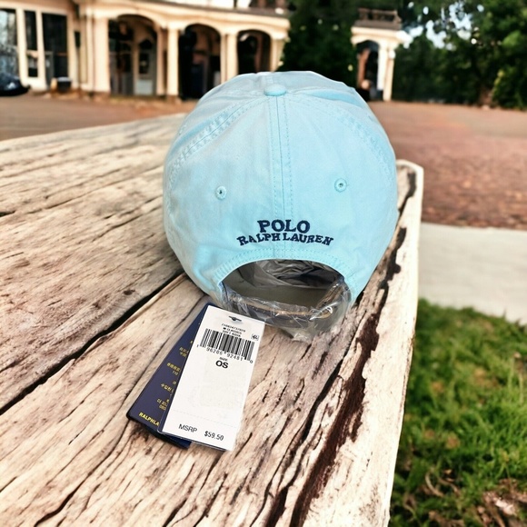 Polo Ralph Lauren Soft Aqua With Multicolored Pony Logo Baseball Cap Hat OS - Picture 5 of 13